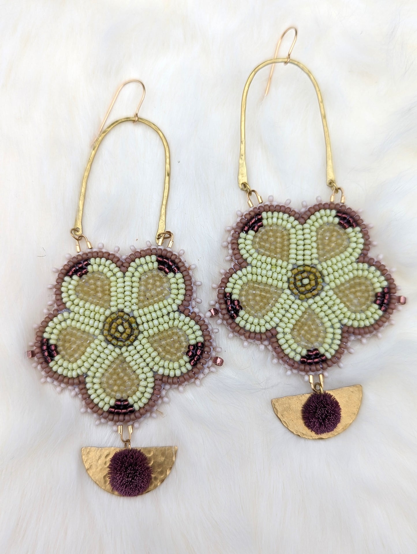 Métis Goddess Earrings Purple & Green