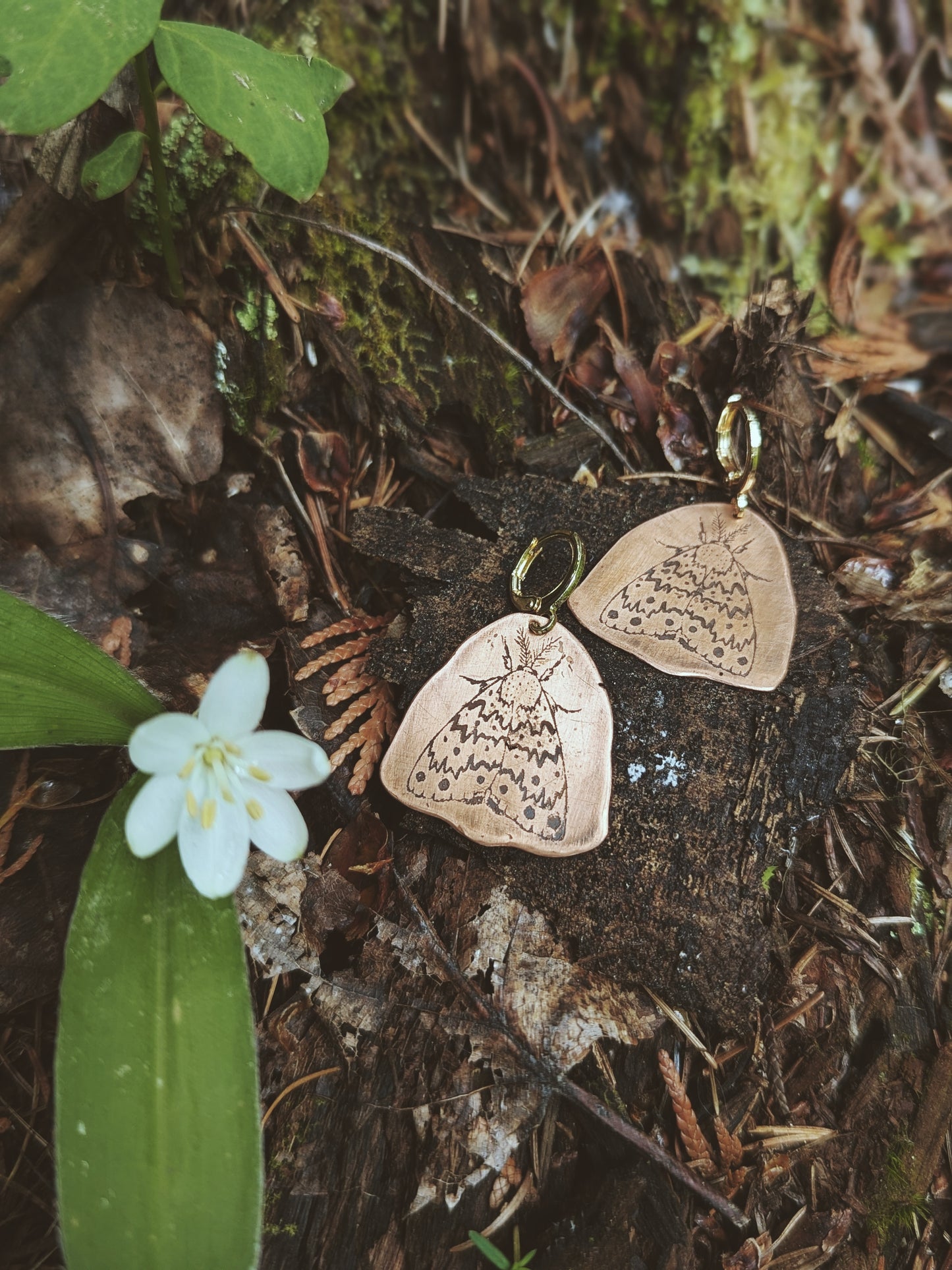Night Creature Earrings: Sponge Moth