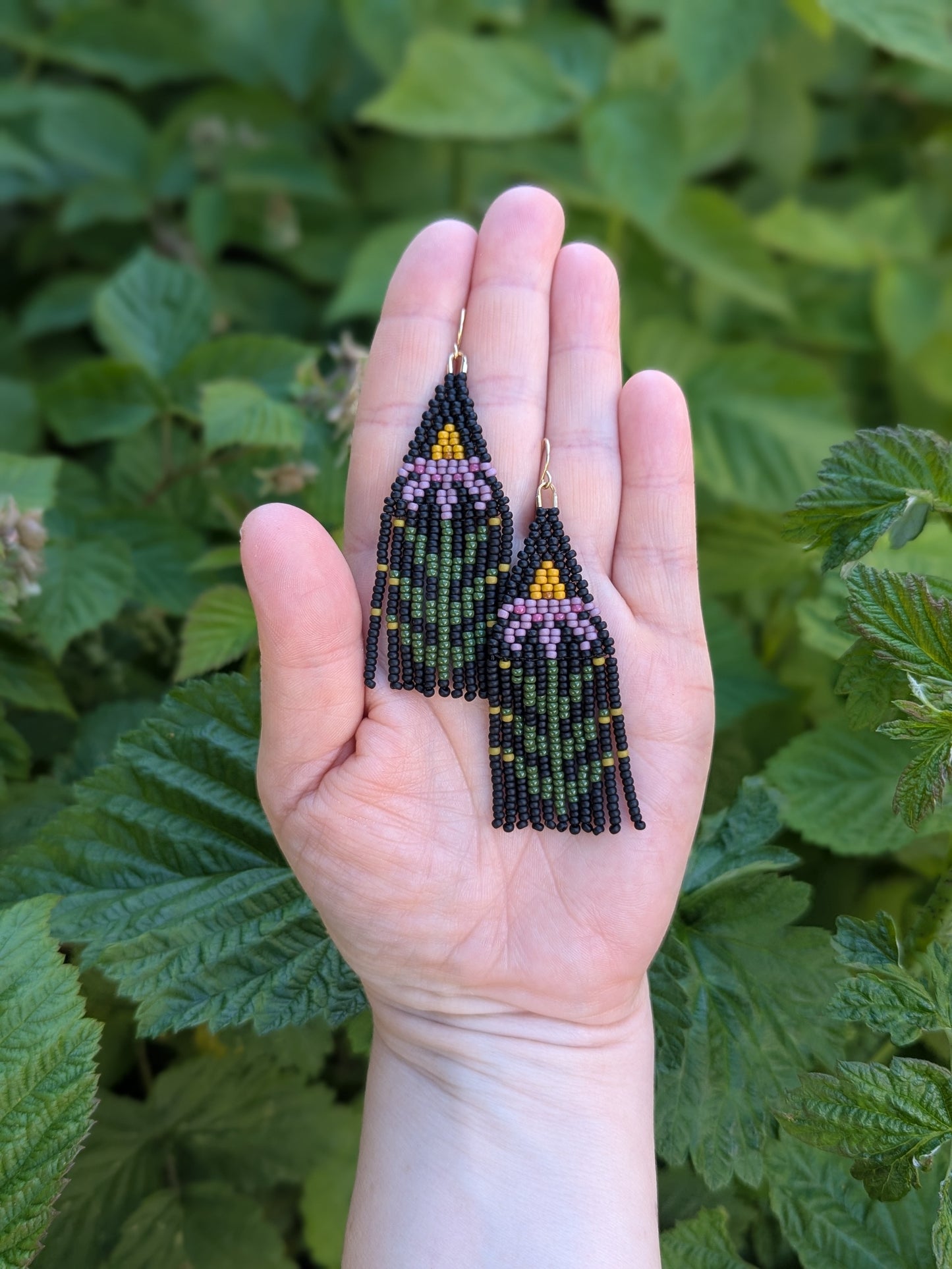 Medium Coneflower Fringe Earrings (Made to Order)