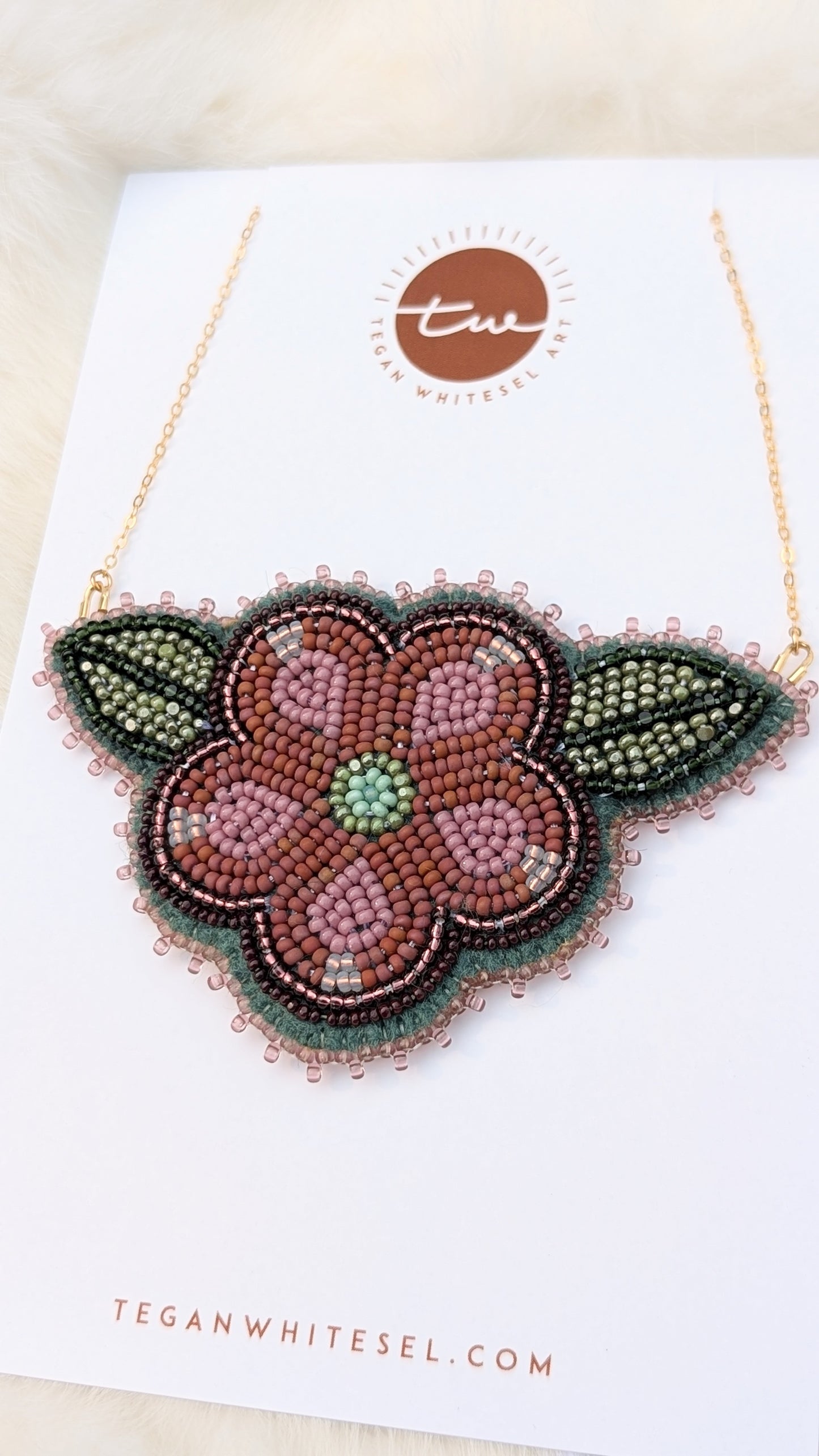 Flower Power Necklace in Sage and Mauve