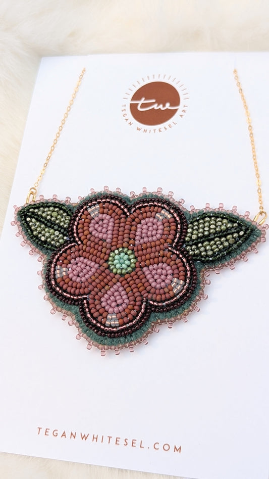 Flower Power Necklace in Sage and Mauve