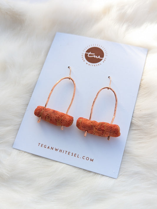 Copper and Coral Earrings