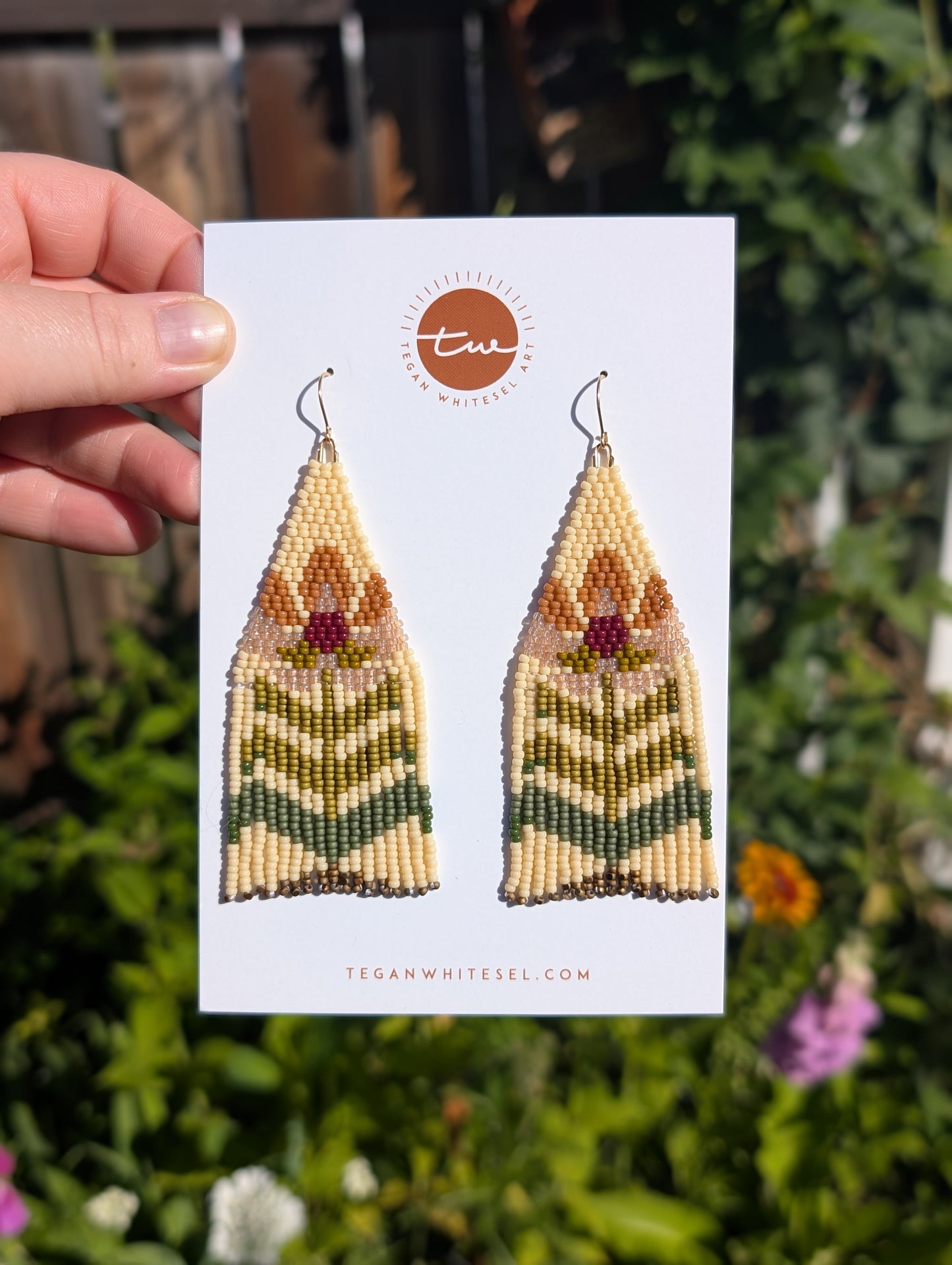 Flower Power Fringe Earrings in Cedar and Lilac