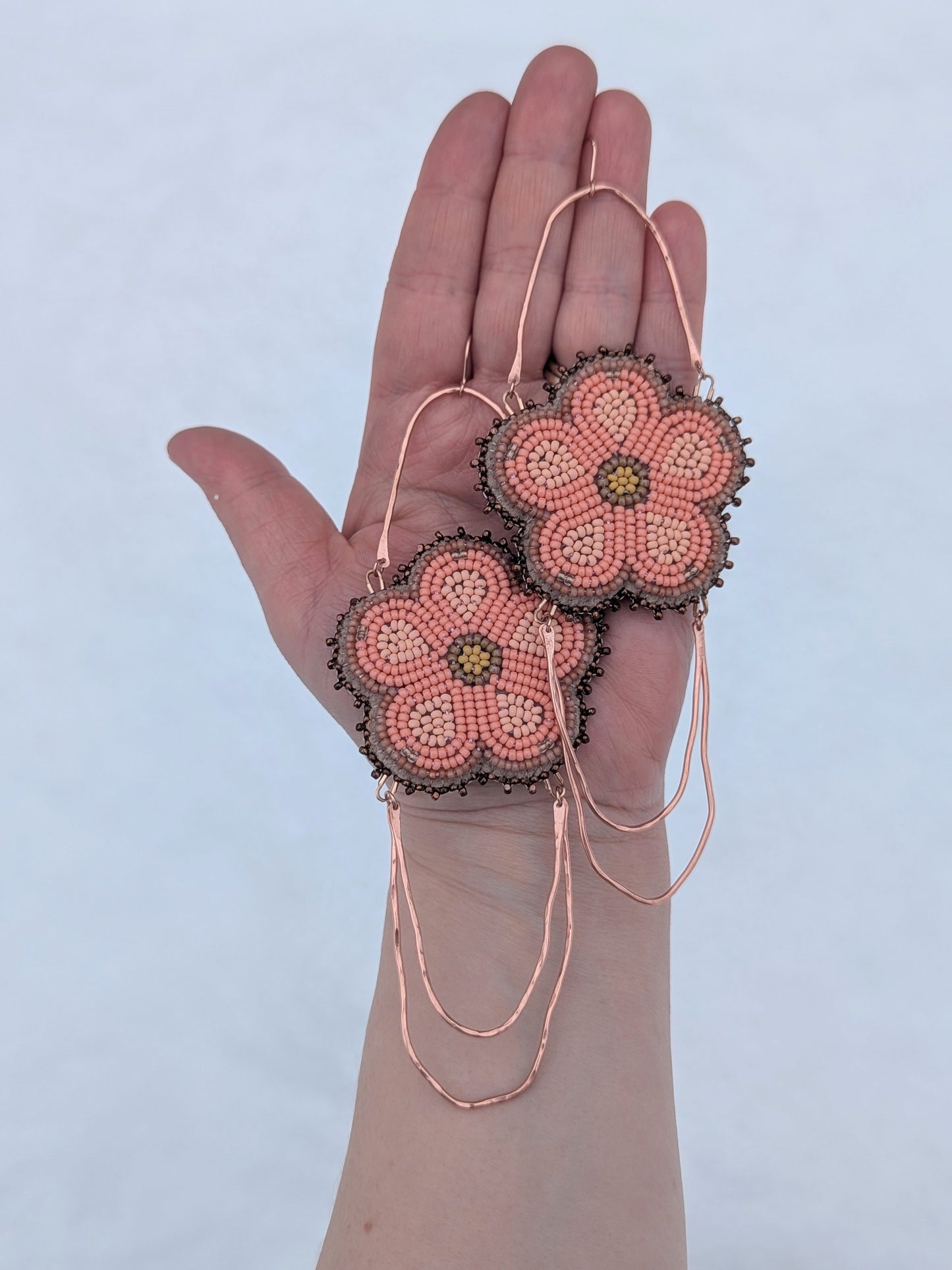 Copper, Peach & Coral Goddess Flower Earrings
