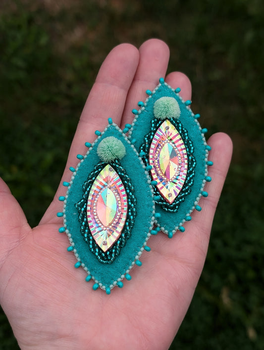 Vulva Earrings in Teal