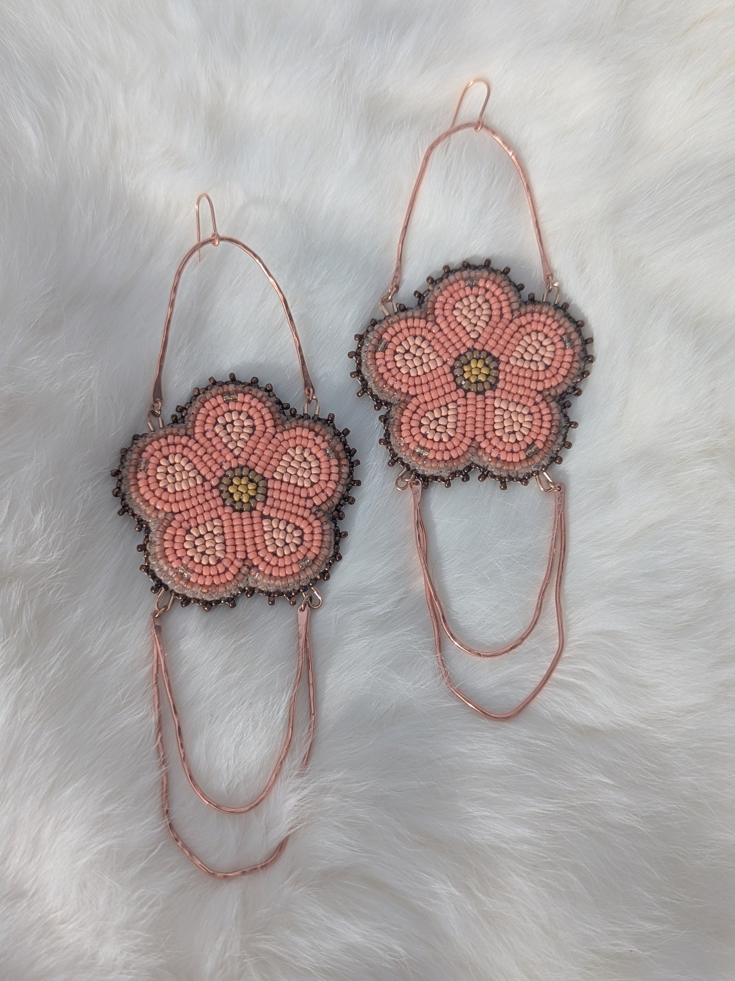 Copper, Peach & Coral Goddess Flower Earrings
