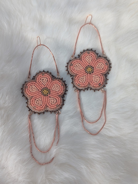 Copper, Peach & Coral Goddess Flower Earrings