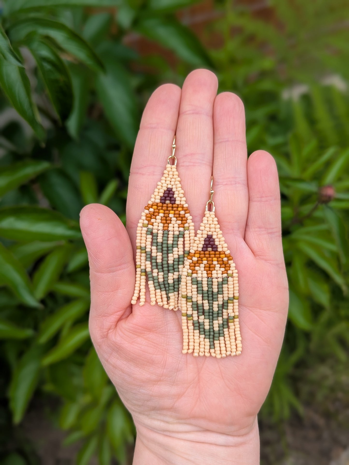 Medium Coneflower Fringe Earrings (Made to Order)